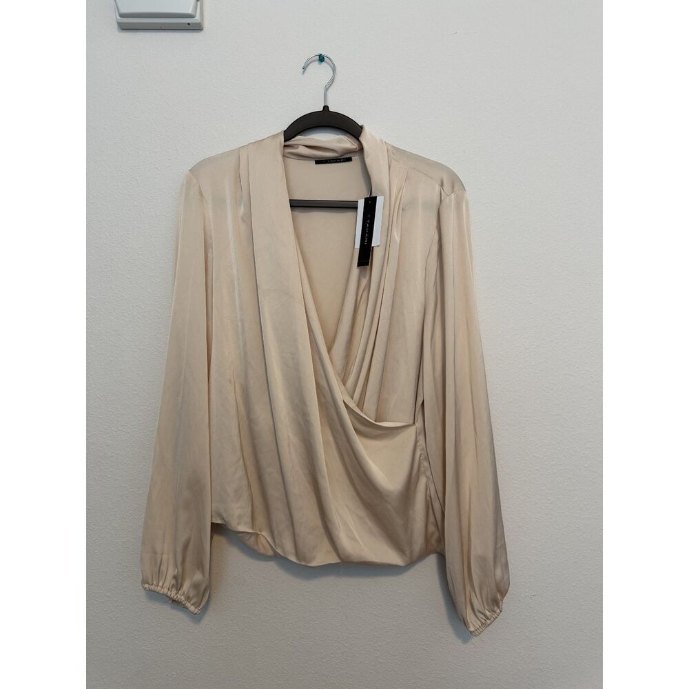 NWT Tahari elevated Chamagne silky satin blouse